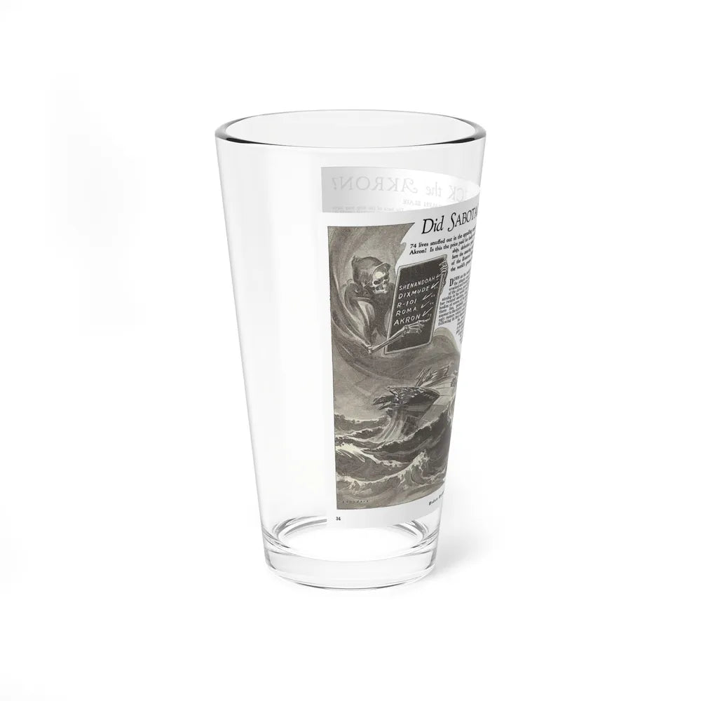 Did Sabotage Wreck the Akron, Modern Mechanix, June 1933 - Pint Glass 16oz-Go Mug Yourself