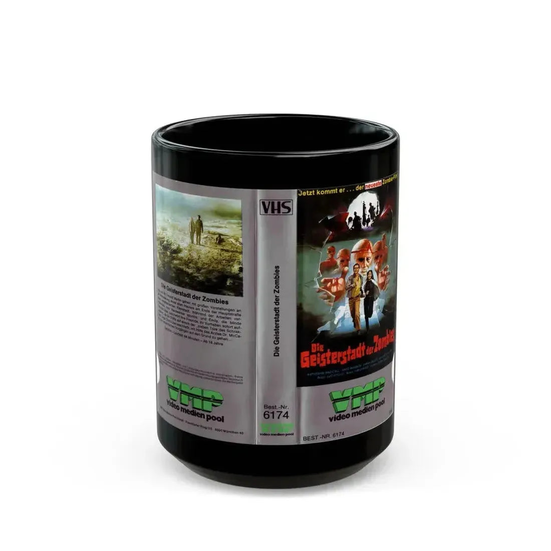 DIE GEISTERSTADT DER ZOMBIES (VHS COVER) - Black Coffee Mug 15oz - Go Mug Yourself