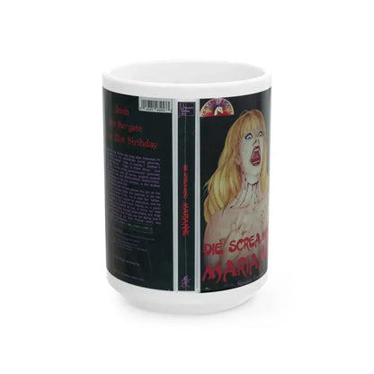 DIE SCREAMING MARIANNE UNICORN VIDEO (VHS COVER) - White Coffee Mug 15oz - Go Mug Yourself