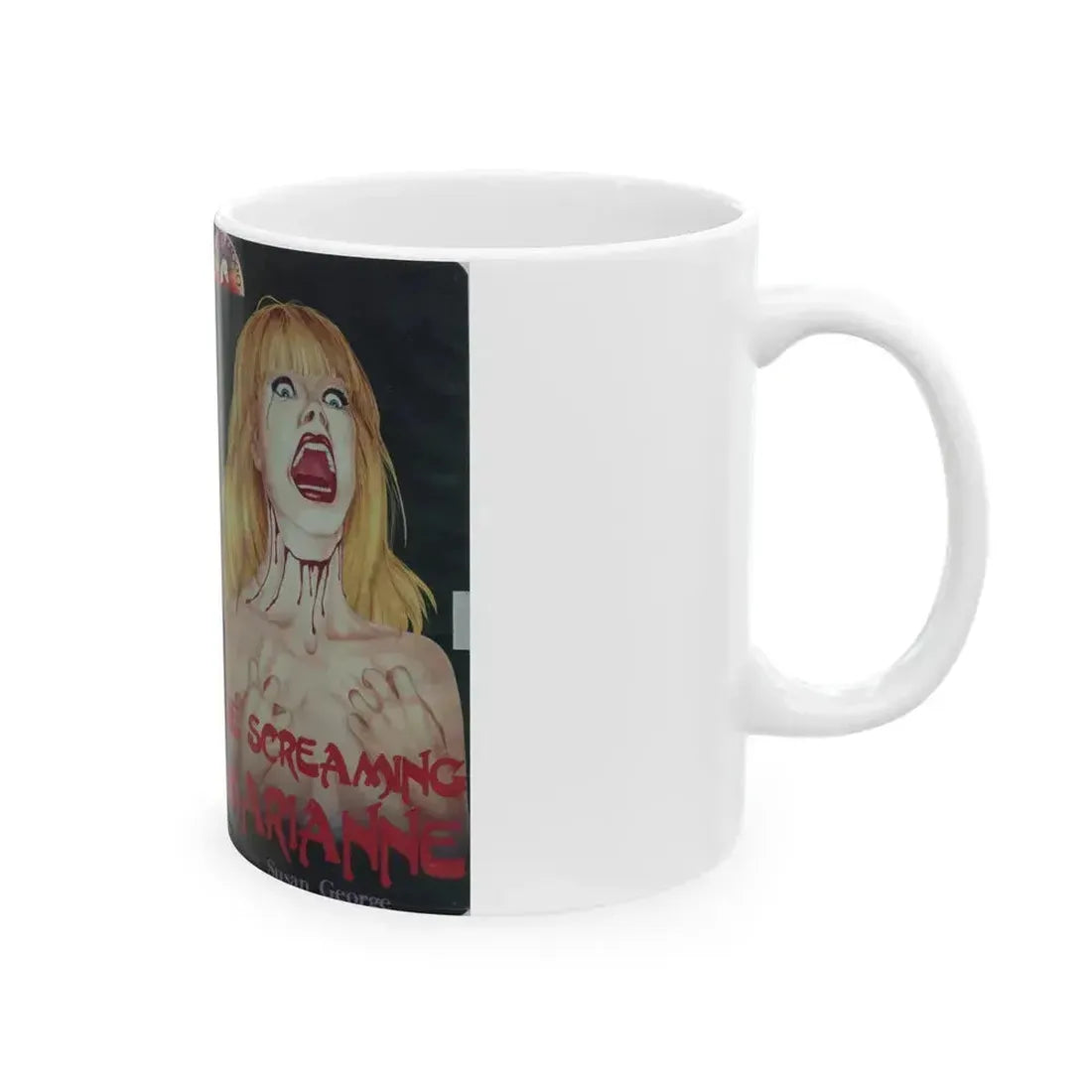 DIE SCREAMING MARIANNE UNICORN VIDEO (VHS COVER) - White Coffee Mug - Go Mug Yourself