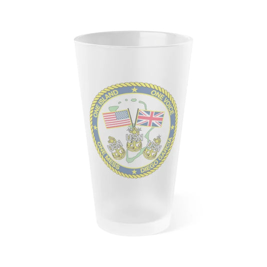 Diego Garcia One Mess (U.S. Navy) Frosted Pint Glass 16oz-Go Mug Yourself