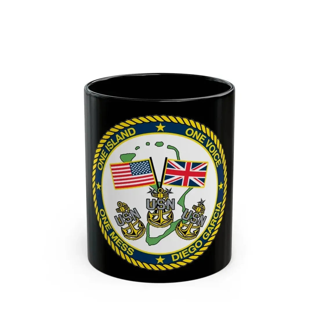 Diego Garcia One Mess (U.S. Navy) Black Coffee Mug 11oz - Go Mug Yourself