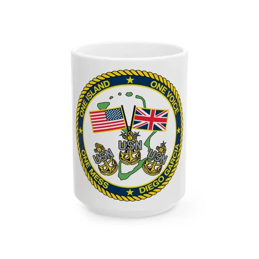 Diego Garcia One Mess (U.S. Navy) White Coffee Mug 15oz - Go Mug Yourself