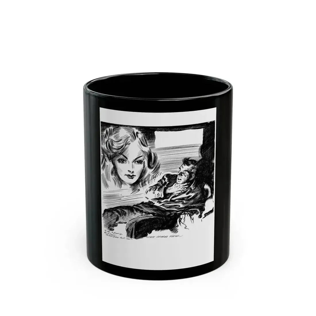Dime Mystery magazine Illustration, 1949 - Black Coffee Mug 11oz - Go Mug Yourself