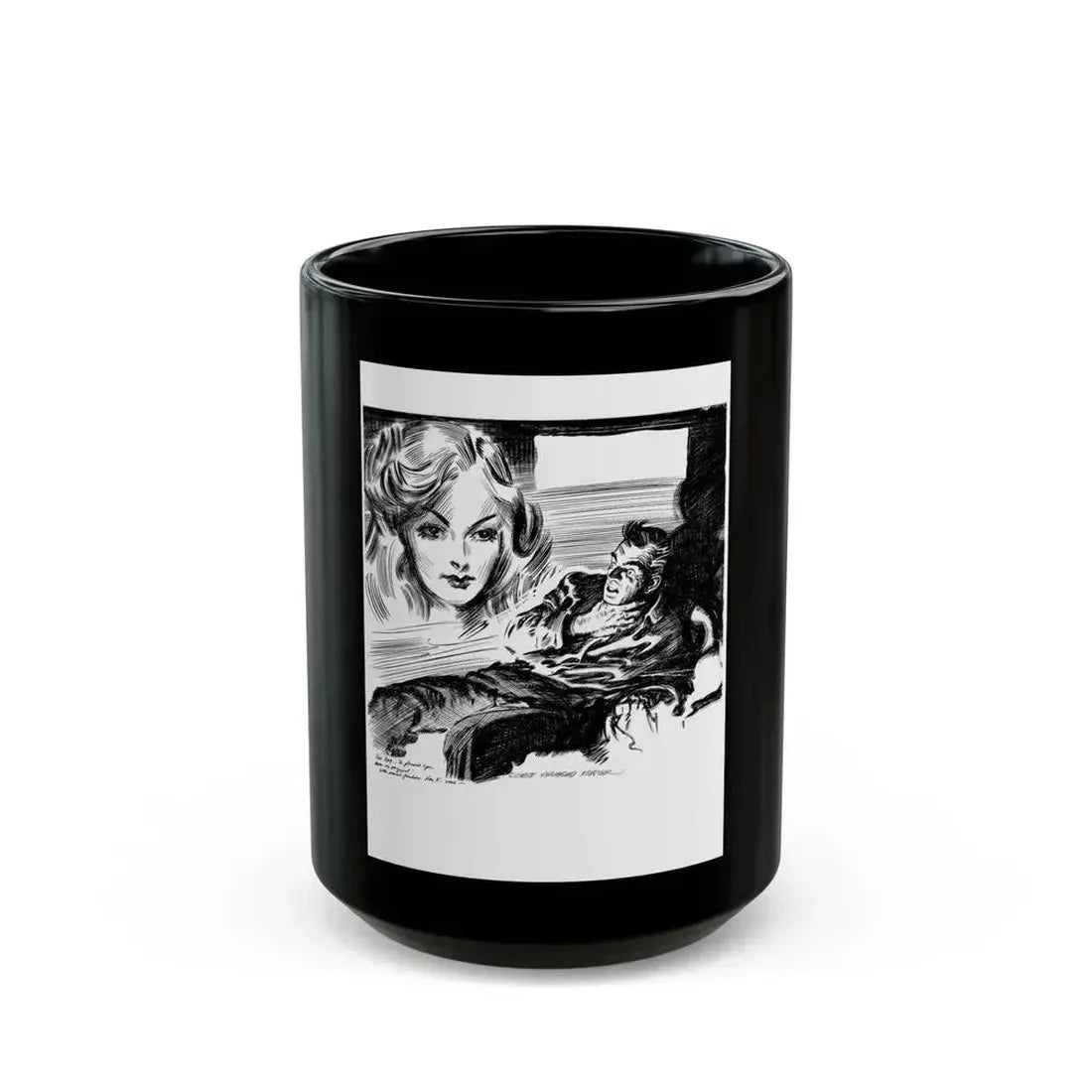 Dime Mystery magazine Illustration, 1949 - Black Coffee Mug 15oz - Go Mug Yourself