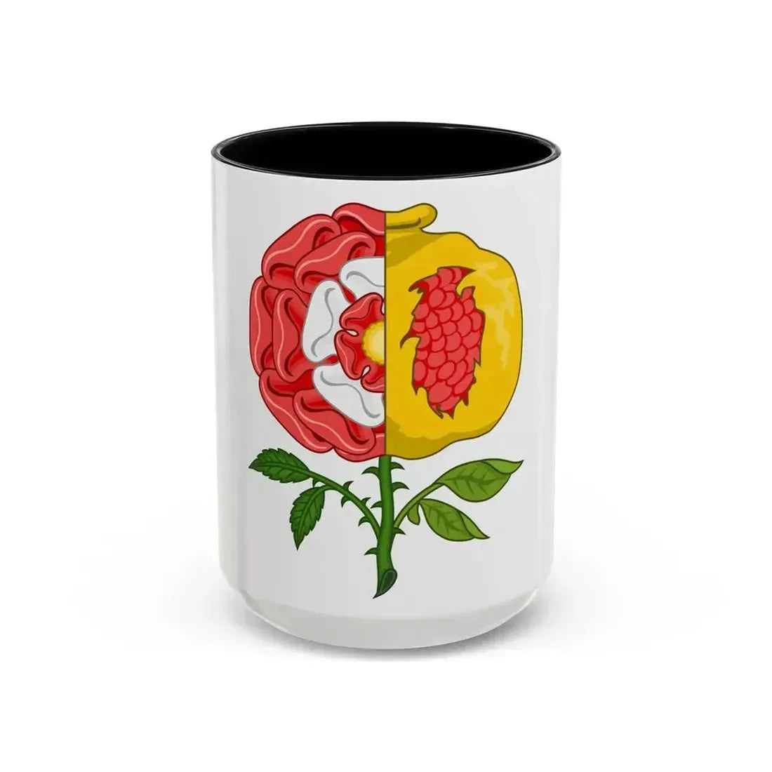 Dimidiated Rose and Pomegranate Badge of Henry VIII - Accent Coffee Mug 15oz Black - Go Mug Yourself