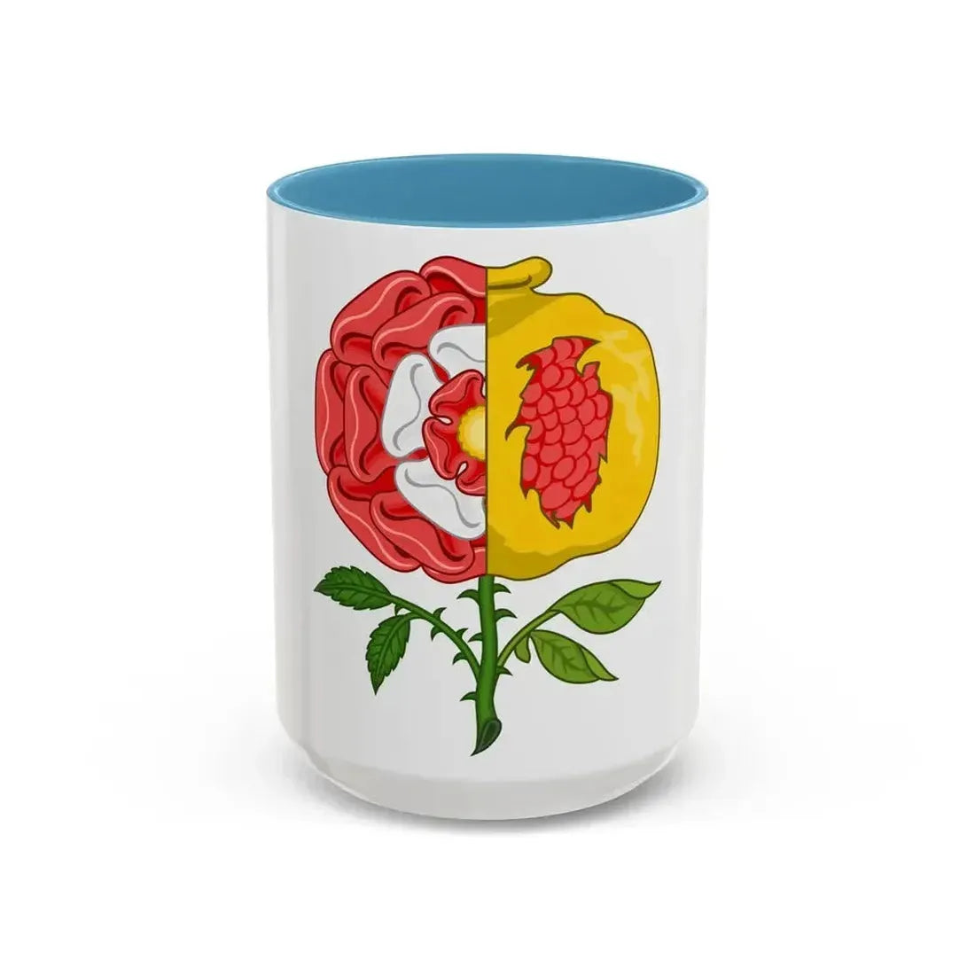 Dimidiated Rose and Pomegranate Badge of Henry VIII - Accent Coffee Mug 15oz Light Blue - Go Mug Yourself