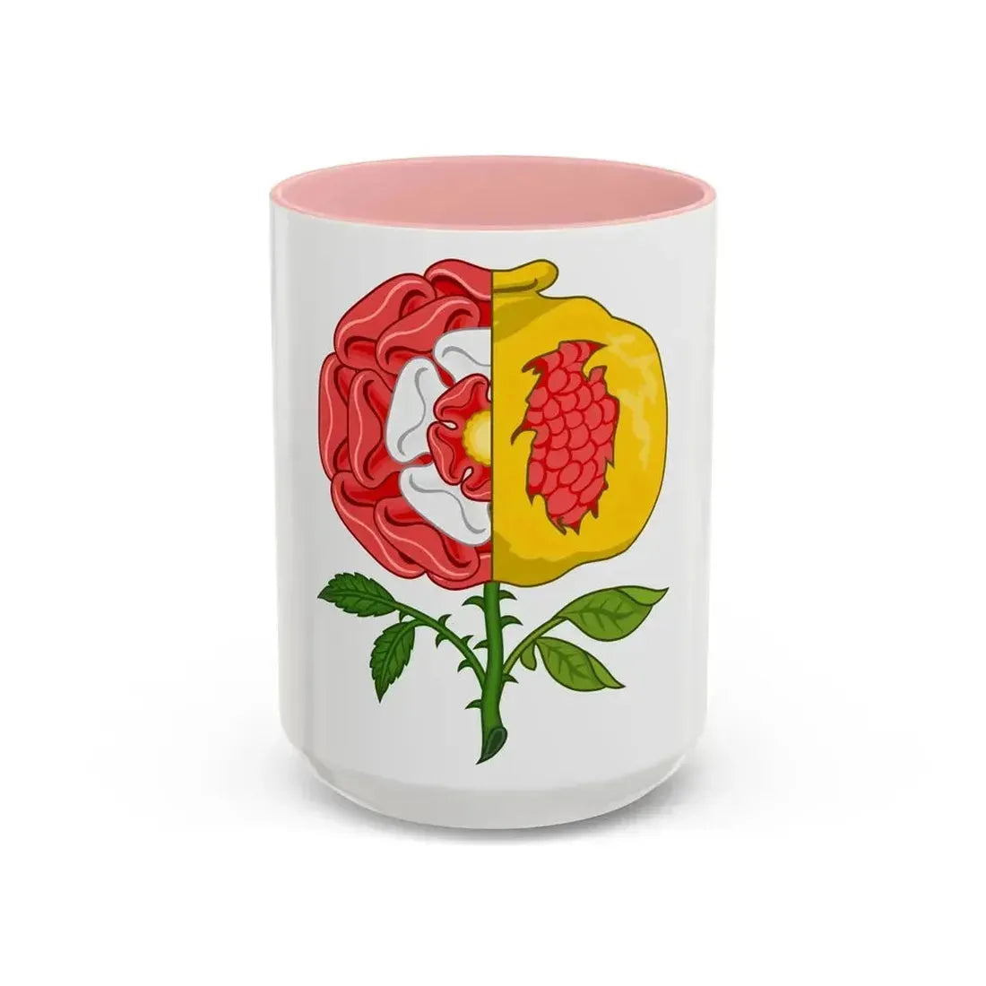 Dimidiated Rose and Pomegranate Badge of Henry VIII - Accent Coffee Mug 15oz Pink - Go Mug Yourself