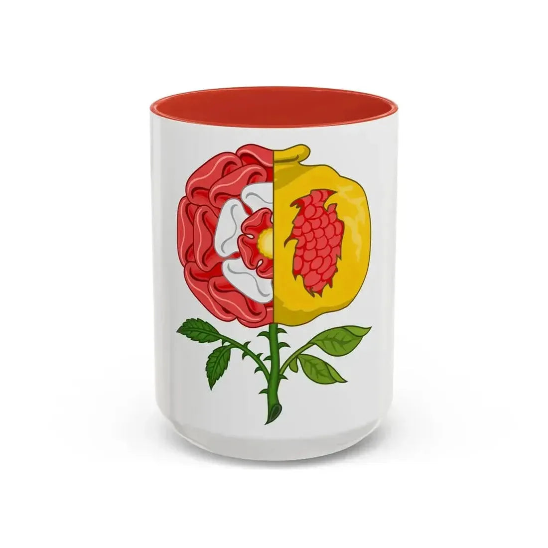 Dimidiated Rose and Pomegranate Badge of Henry VIII - Accent Coffee Mug 15oz Red - Go Mug Yourself