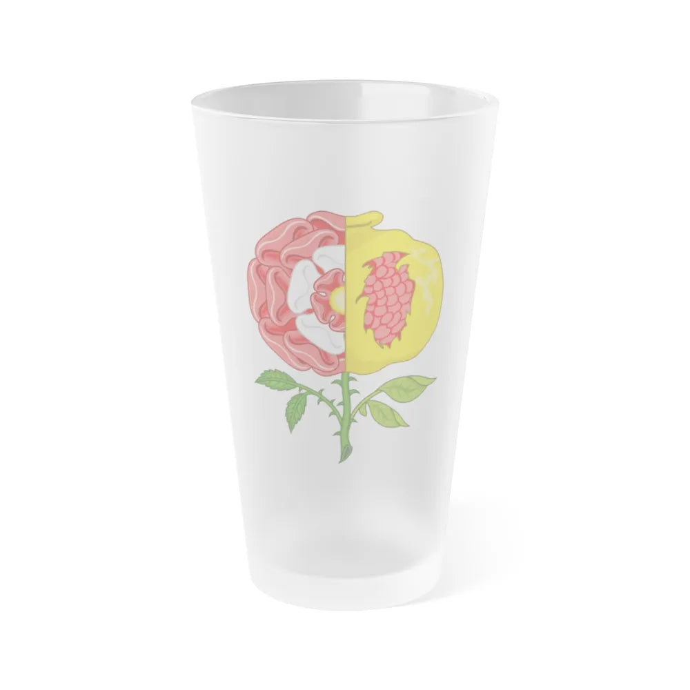 Dimidiated Rose and Pomegranate Badge of Henry VIII - Frosted Pint Glass 16oz-16oz-Frosted-Go Mug Yourself