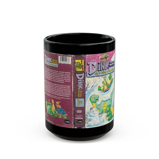 DINK THE LITTLE DINOSAUR SKY IS FALLING AT GREEN MEADOW (VHS COVER) - Black Coffee Mug-15oz-Go Mug Yourself