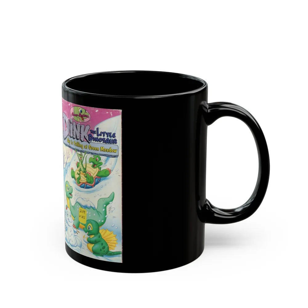 DINK THE LITTLE DINOSAUR SKY IS FALLING AT GREEN MEADOW (VHS COVER) - Black Coffee Mug-Go Mug Yourself