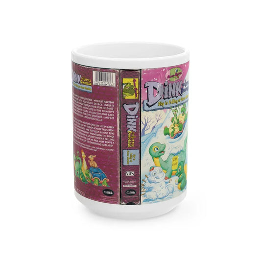 DINK THE LITTLE DINOSAUR SKY IS FALLING AT GREEN MEADOW (VHS COVER) - White Coffee Mug-15oz-Go Mug Yourself