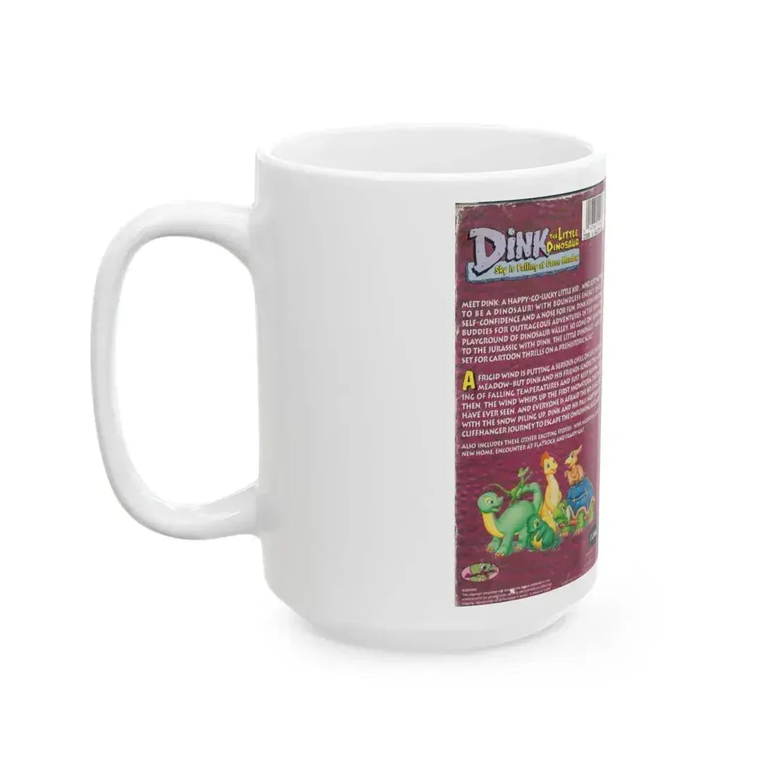 DINK THE LITTLE DINOSAUR SKY IS FALLING AT GREEN MEADOW (VHS COVER) - White Coffee Mug - Go Mug Yourself