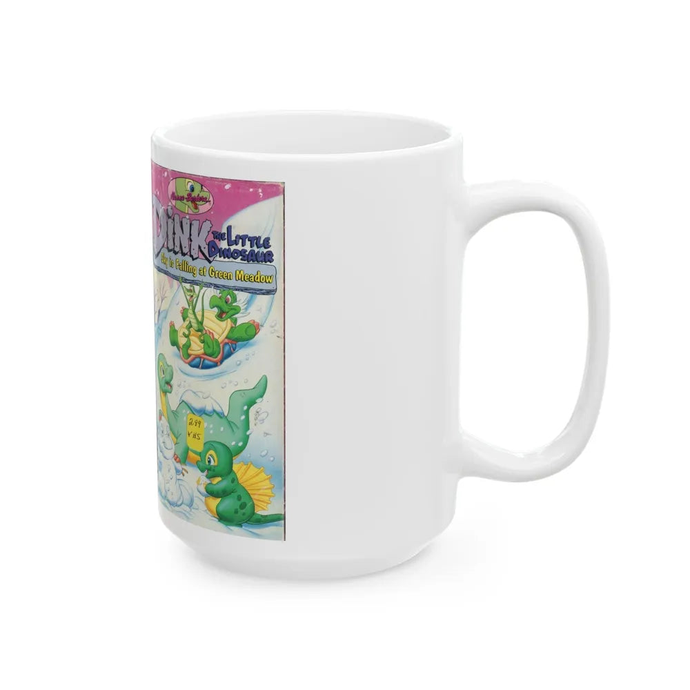 DINK THE LITTLE DINOSAUR SKY IS FALLING AT GREEN MEADOW (VHS COVER) - White Coffee Mug-Go Mug Yourself