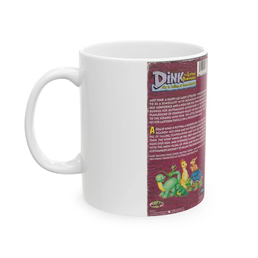 DINK THE LITTLE DINOSAUR SKY IS FALLING AT GREEN MEADOW (VHS COVER) - White Coffee Mug-Go Mug Yourself