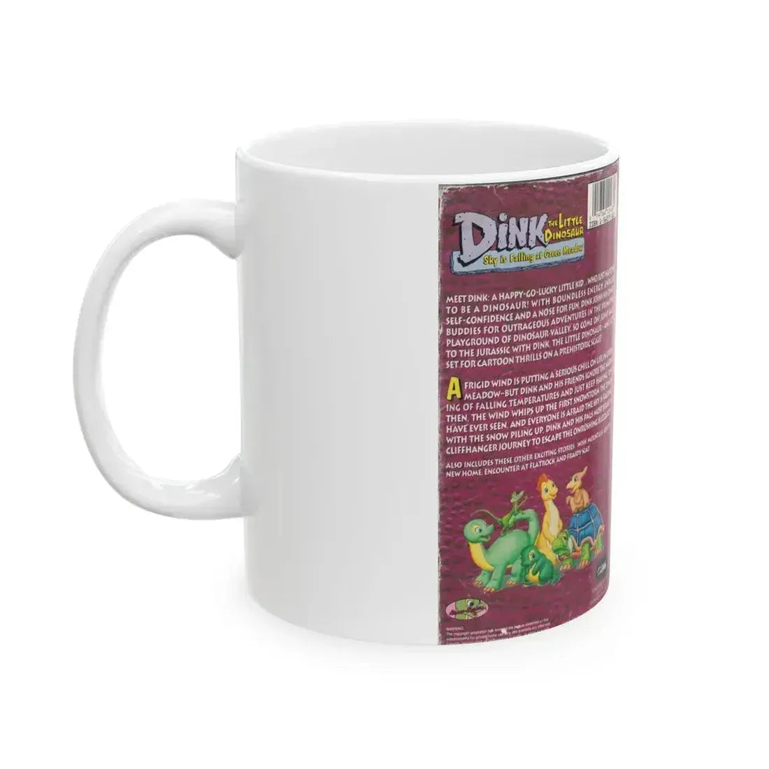 DINK THE LITTLE DINOSAUR SKY IS FALLING AT GREEN MEADOW (VHS COVER) - White Coffee Mug - Go Mug Yourself