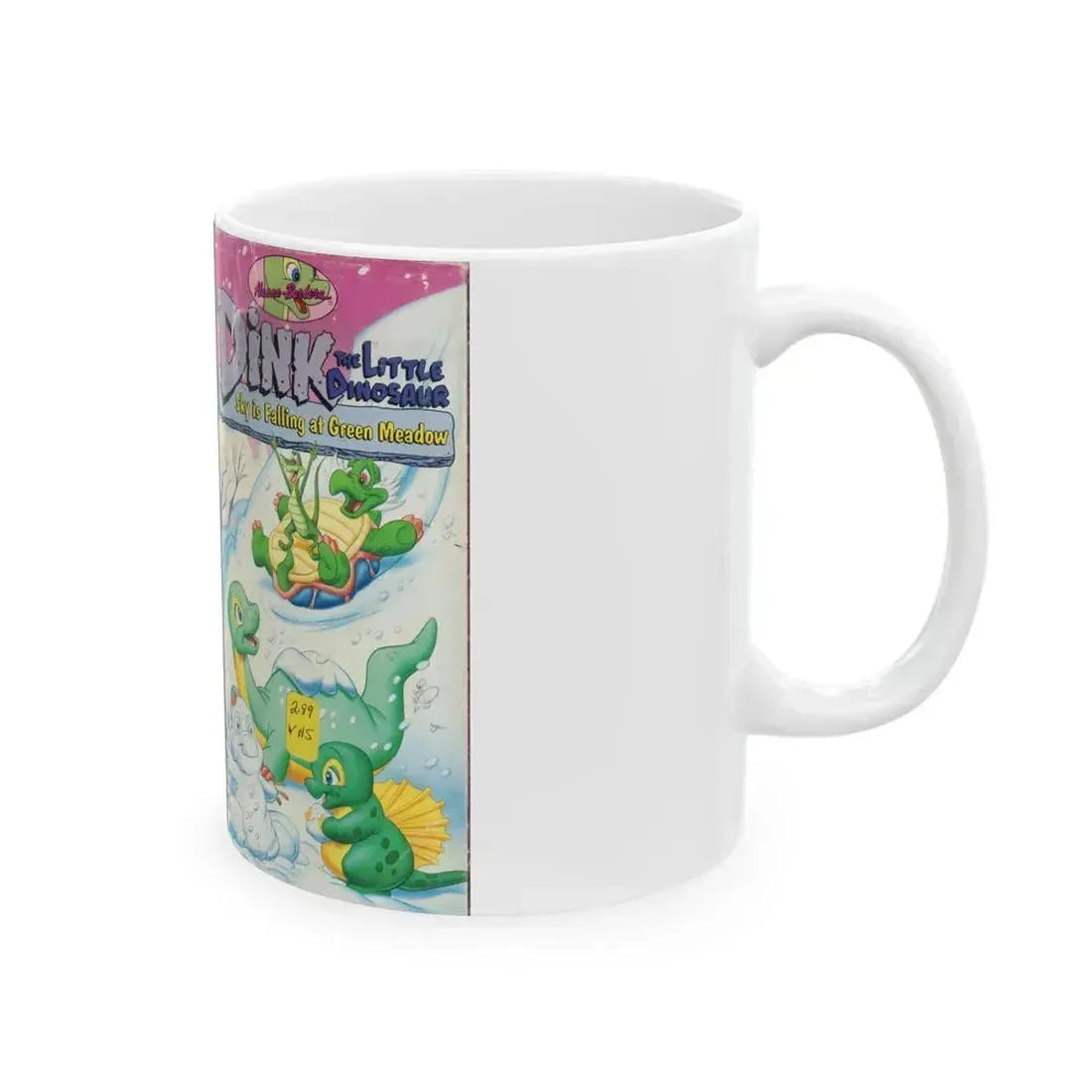 DINK THE LITTLE DINOSAUR SKY IS FALLING AT GREEN MEADOW (VHS COVER) - White Coffee Mug - Go Mug Yourself