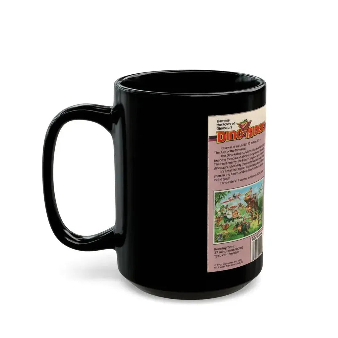 DINO RIDERS THE DINO RIDERS ADVENTURE (VHS COVER) - Black Coffee Mug - Go Mug Yourself