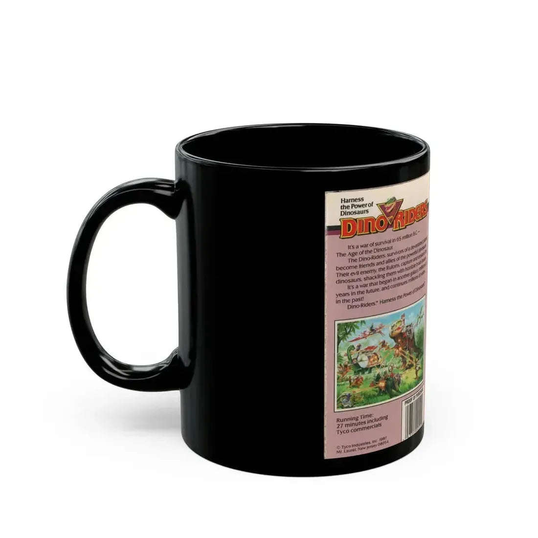 DINO RIDERS THE DINO RIDERS ADVENTURE (VHS COVER) - Black Coffee Mug - Go Mug Yourself