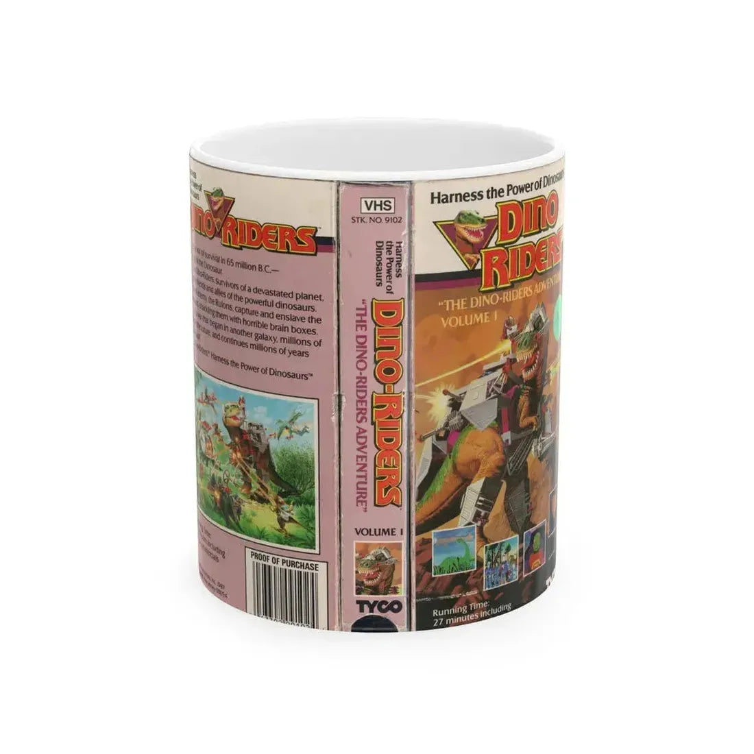 DINO RIDERS THE DINO RIDERS ADVENTURE (VHS COVER) - White Coffee Mug 11oz - Go Mug Yourself