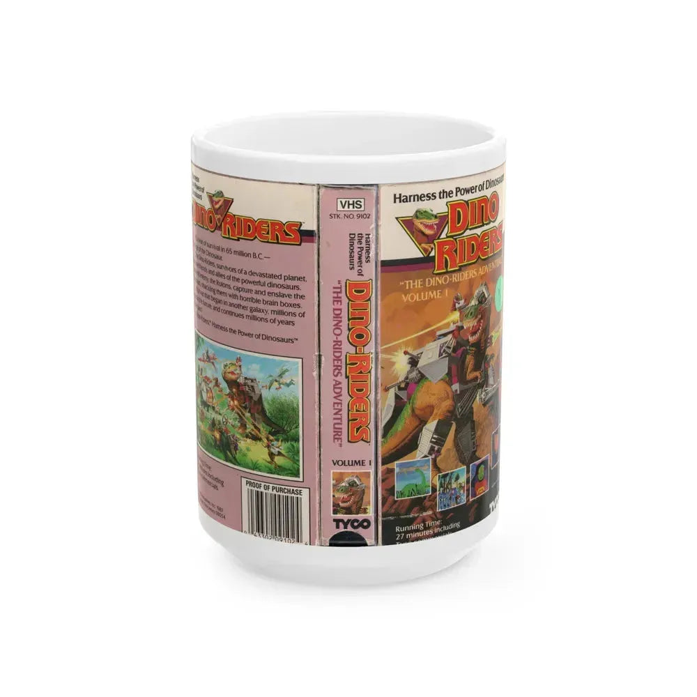DINO RIDERS THE DINO RIDERS ADVENTURE (VHS COVER) - White Coffee Mug 15oz - Go Mug Yourself