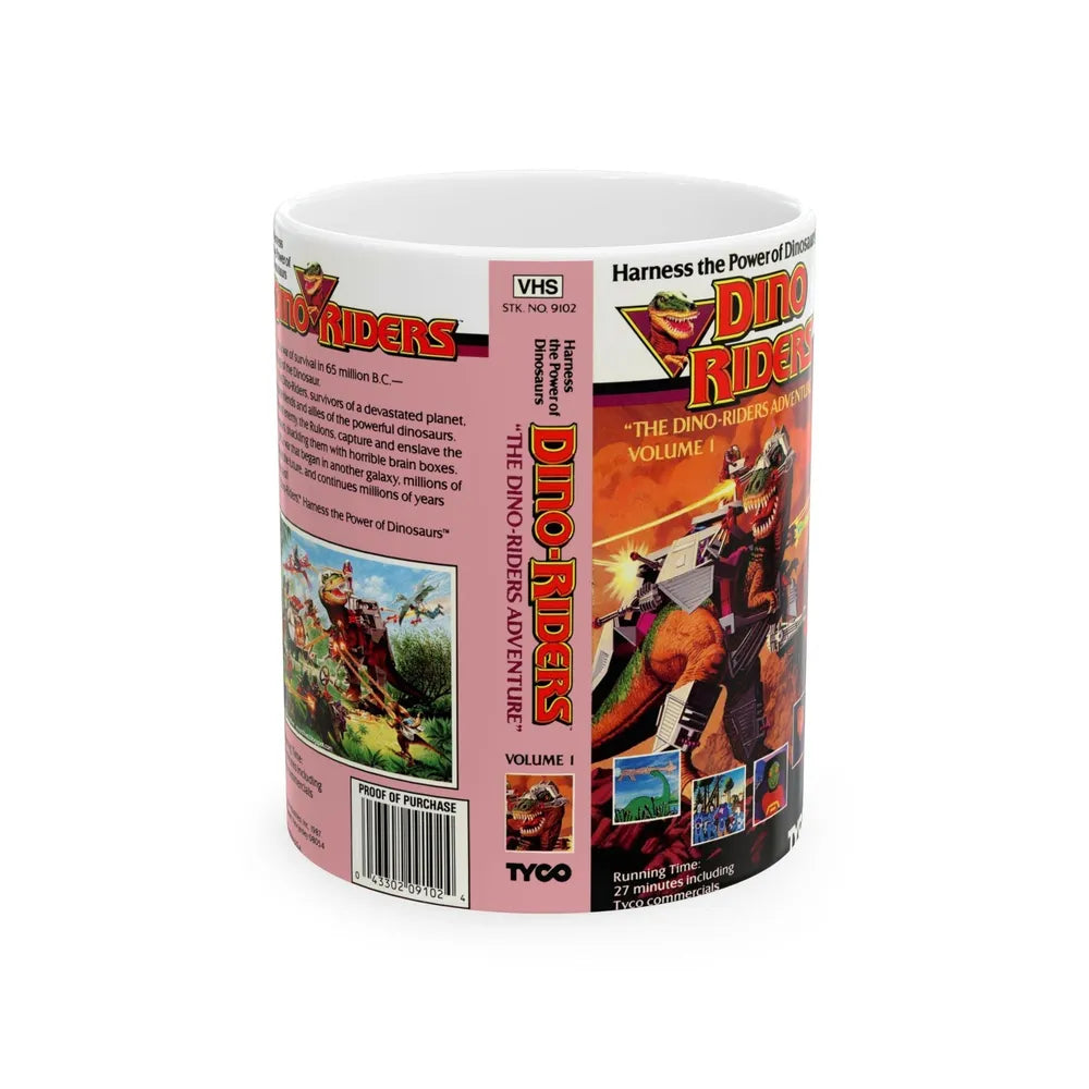 DINO RIDERS THE DINO RIDERS ADVENTURE VOLUME 1 (VHS COVER) - White Coffee Mug-11oz-Go Mug Yourself