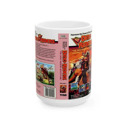 DINO RIDERS THE DINO RIDERS ADVENTURE VOLUME 1 (VHS COVER) - White Coffee Mug 15oz - Go Mug Yourself