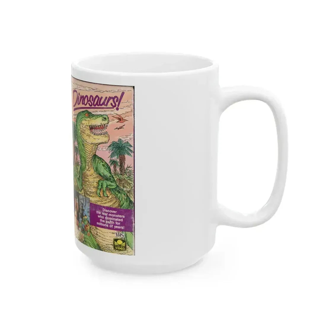 DINOSAURS A FUN FILLED TRIP BACK IN TIME (VHS COVER) - White Coffee Mug - Go Mug Yourself