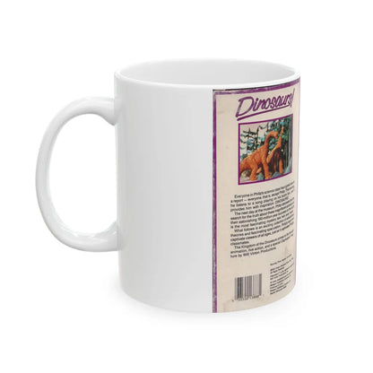 DINOSAURS A FUN FILLED TRIP BACK IN TIME (VHS COVER) - White Coffee Mug-Go Mug Yourself