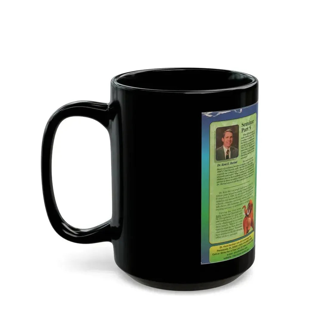 DINOSAURS CREATION EVOLUTION CREATION SEMINAR BY DR KENT E HOVIND (VHS COVER) - Black Coffee Mug - Go Mug Yourself