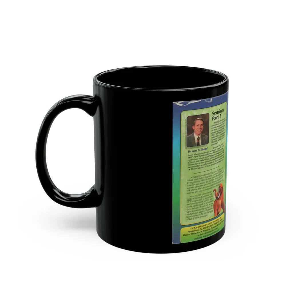 DINOSAURS CREATION EVOLUTION CREATION SEMINAR BY DR KENT E HOVIND (VHS COVER) - Black Coffee Mug-Go Mug Yourself