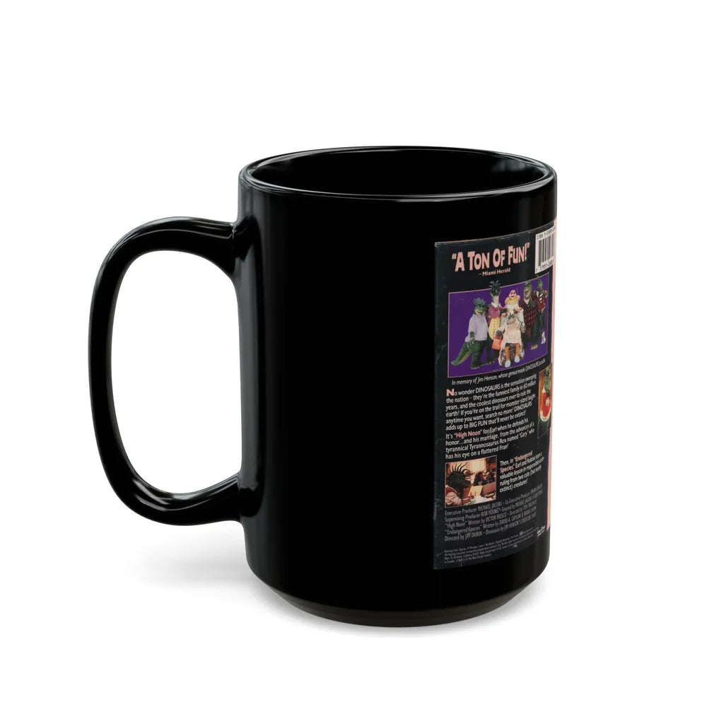 DINOSAURS ENDANGERED SPECIES (VHS COVER) - Black Coffee Mug-Go Mug Yourself