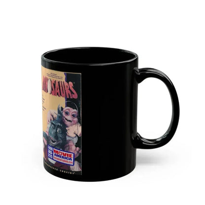 DINOSAURS ENDANGERED SPECIES (VHS COVER) - Black Coffee Mug - Go Mug Yourself