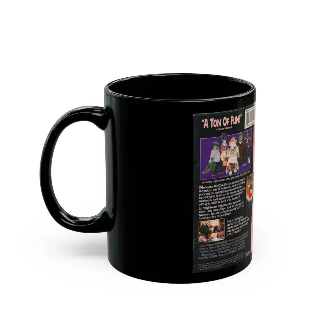 DINOSAURS ENDANGERED SPECIES (VHS COVER) - Black Coffee Mug - Go Mug Yourself