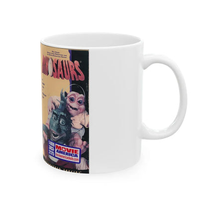 DINOSAURS ENDANGERED SPECIES (VHS COVER) - White Coffee Mug-Go Mug Yourself