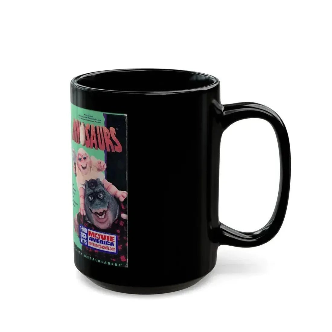 DINOSAURS MIGHTY MEGALOSAURUS (VHS COVER) - Black Coffee Mug - Go Mug Yourself