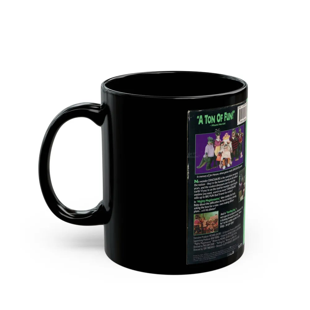 DINOSAURS MIGHTY MEGALOSAURUS (VHS COVER) - Black Coffee Mug-Go Mug Yourself