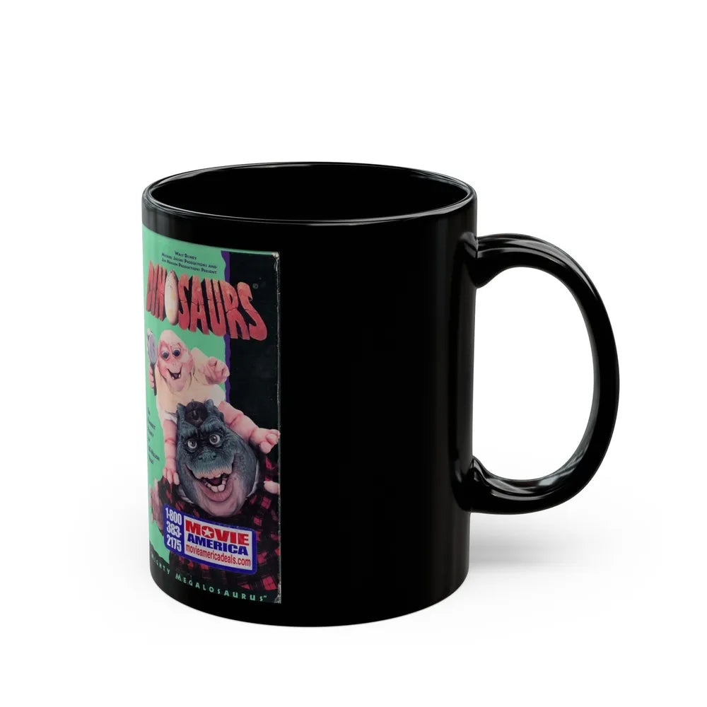 DINOSAURS MIGHTY MEGALOSAURUS (VHS COVER) - Black Coffee Mug-Go Mug Yourself