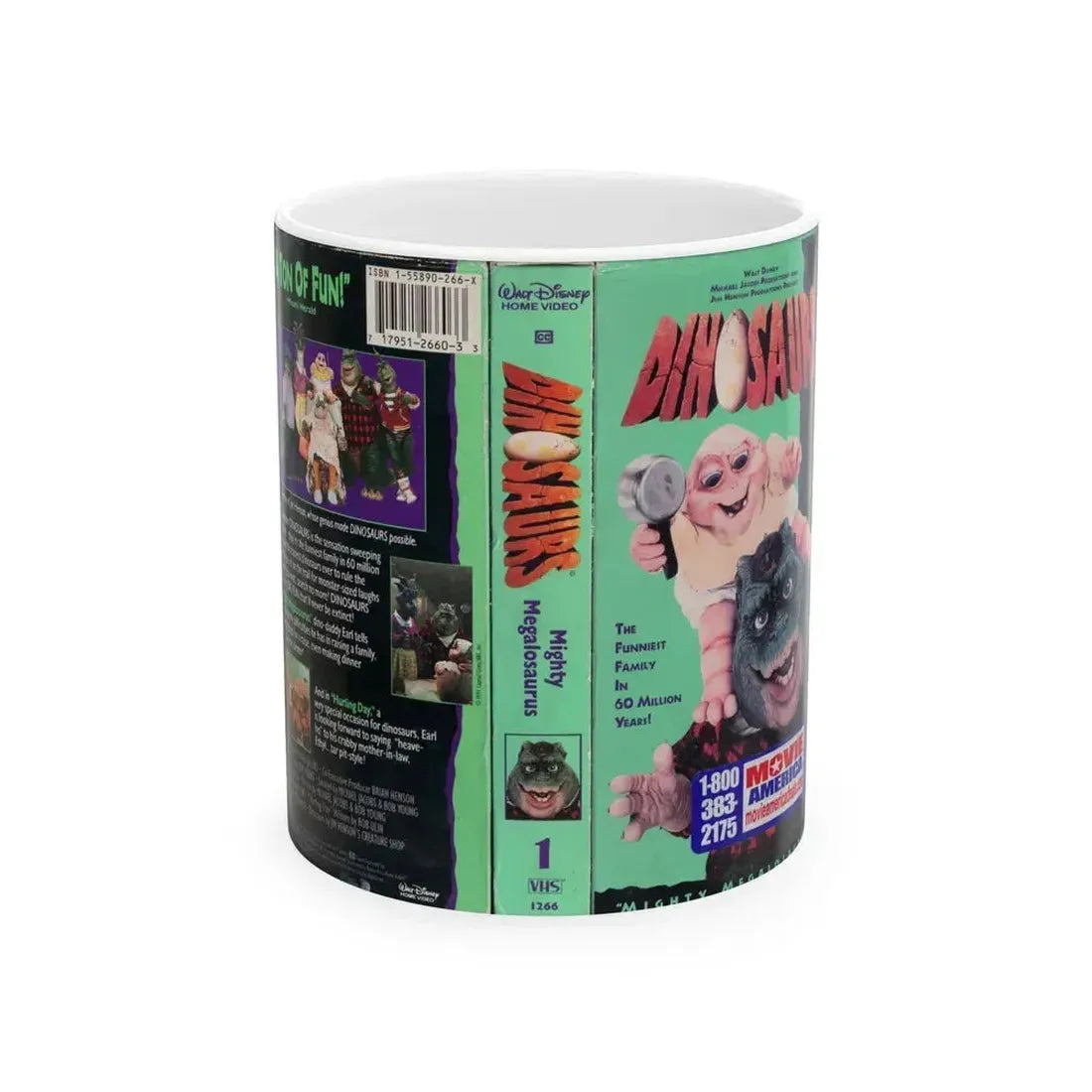 DINOSAURS MIGHTY MEGALOSAURUS (VHS COVER) - White Coffee Mug 11oz - Go Mug Yourself