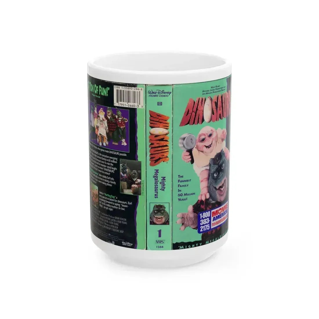 DINOSAURS MIGHTY MEGALOSAURUS (VHS COVER) - White Coffee Mug 15oz - Go Mug Yourself