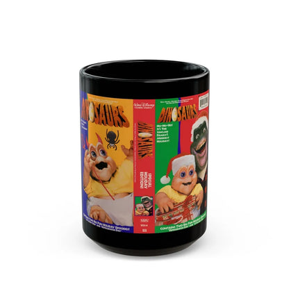 DINOSAURS SINCLAIR FAMILY CHRISTMAS (VHS COVER) - Black Coffee Mug-15oz-Go Mug Yourself