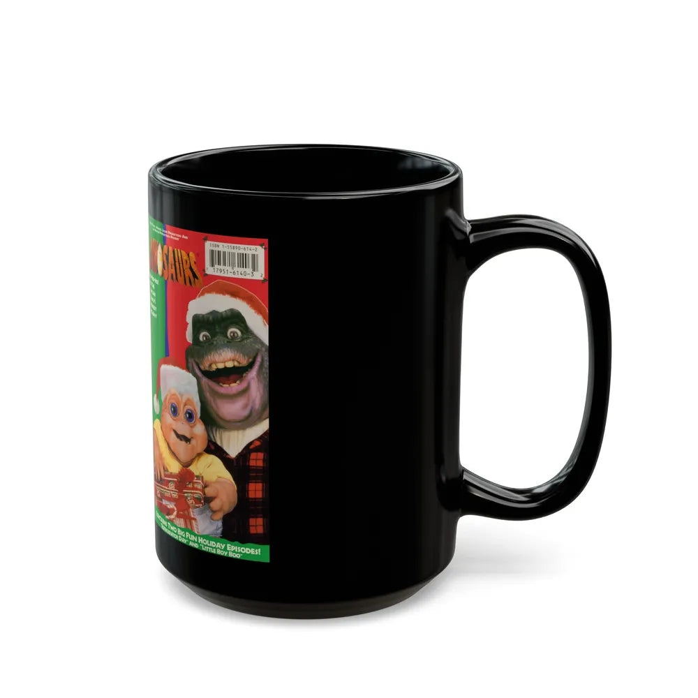 DINOSAURS SINCLAIR FAMILY CHRISTMAS (VHS COVER) - Black Coffee Mug-Go Mug Yourself