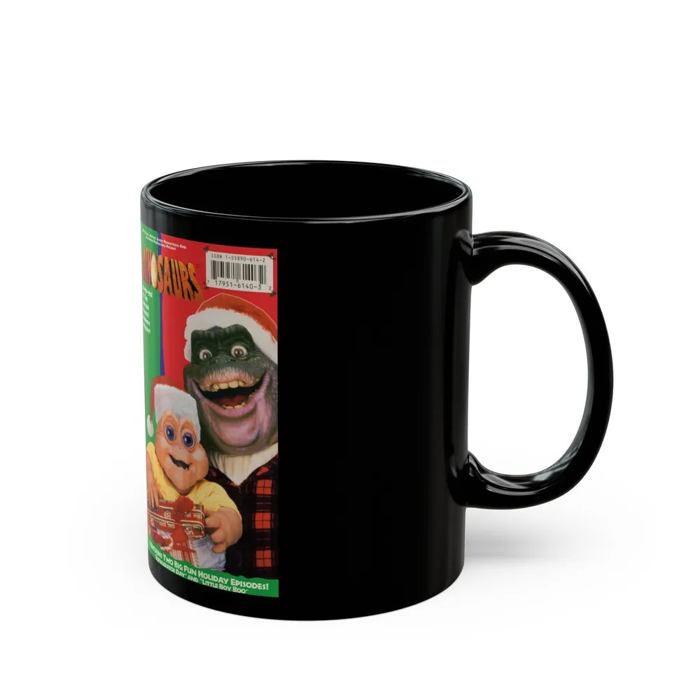 DINOSAURS SINCLAIR FAMILY CHRISTMAS (VHS COVER) - Black Coffee Mug-Go Mug Yourself