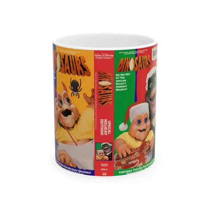 DINOSAURS SINCLAIR FAMILY CHRISTMAS (VHS COVER) - White Coffee Mug 11oz - Go Mug Yourself