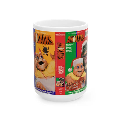 DINOSAURS SINCLAIR FAMILY CHRISTMAS (VHS COVER) - White Coffee Mug-15oz-Go Mug Yourself