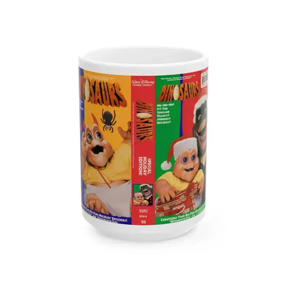 DINOSAURS SINCLAIR FAMILY CHRISTMAS (VHS COVER) - White Coffee Mug 15oz - Go Mug Yourself