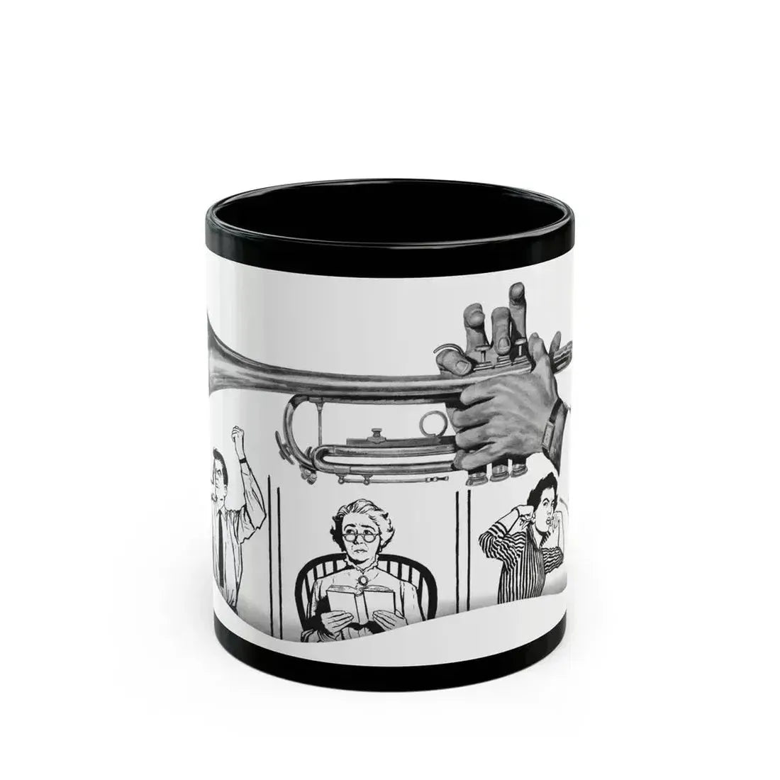 Discord In A Flat by Elizabeth Grey, Woman's Own magazine, 1957 - Black Coffee Mug 11oz - Go Mug Yourself