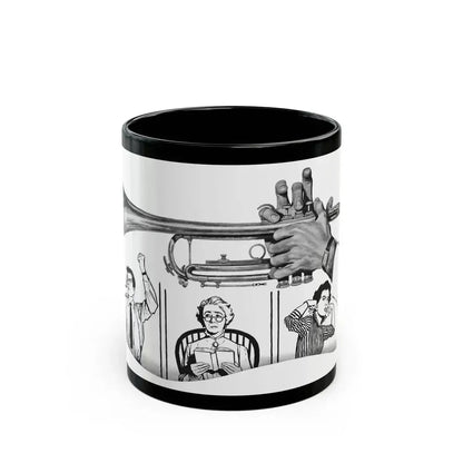 Discord In A Flat by Elizabeth Grey, Woman's Own magazine, 1957 - Black Coffee Mug 11oz - Go Mug Yourself