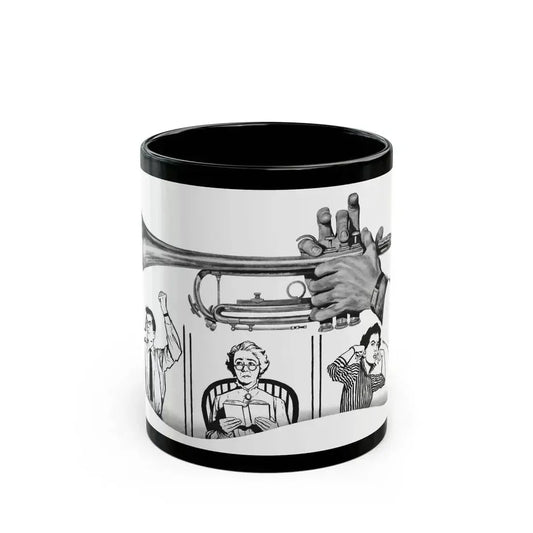 Discord In A Flat by Elizabeth Grey, Woman's Own magazine, 1957 - Black Coffee Mug 11oz - Go Mug Yourself